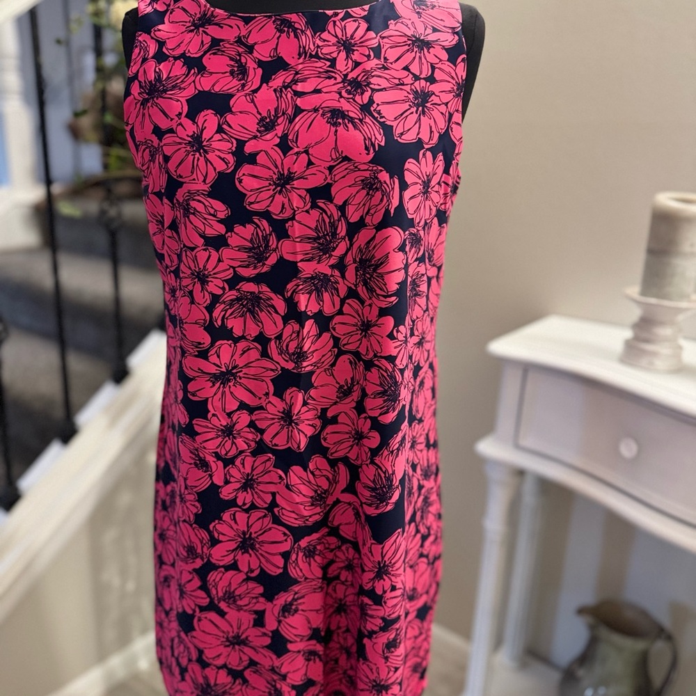 Aryeh Pink and Black Floral Midi Dress